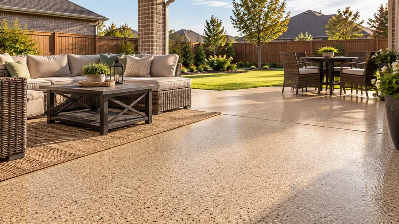 Polyaspartic floor coating on a backyard patio
